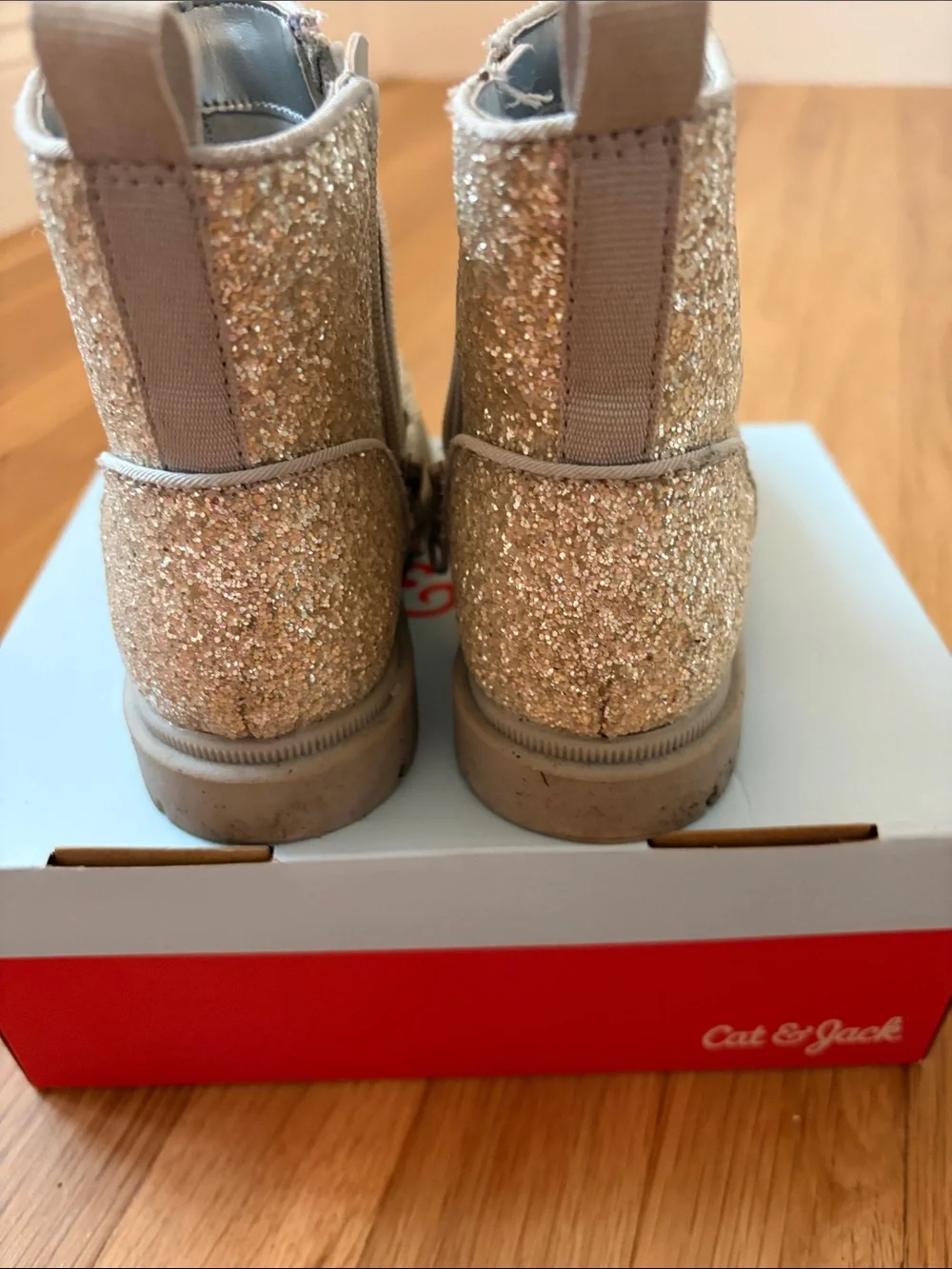 Cat & Jack Glitter Ankle Boots in Champagne Gold